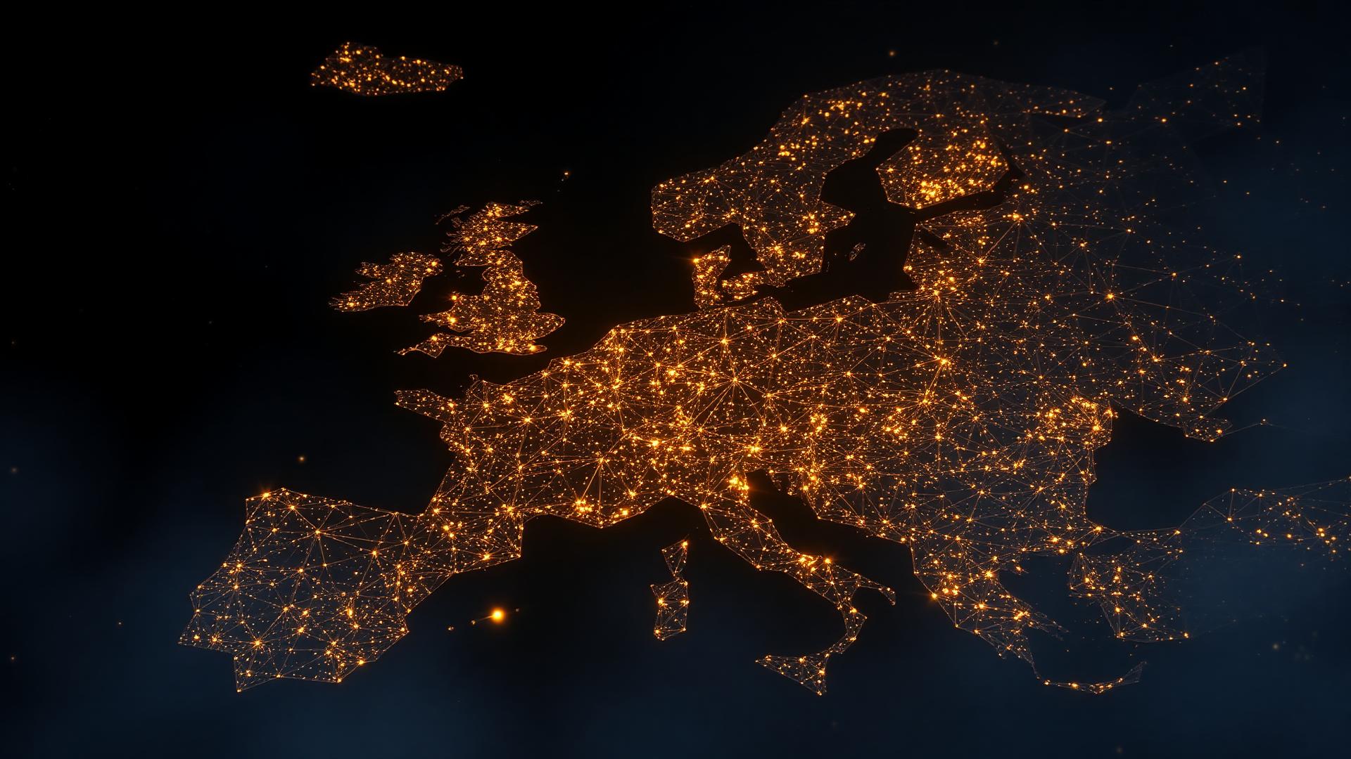 Europe network at night